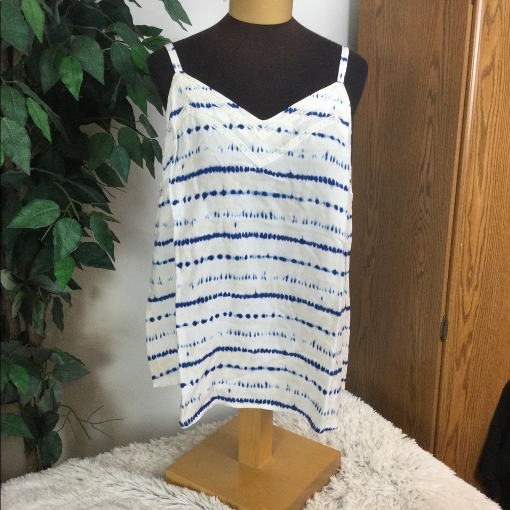 Sonoma 2X Goods for Life cream with blue dye effect cami with crochet tr…